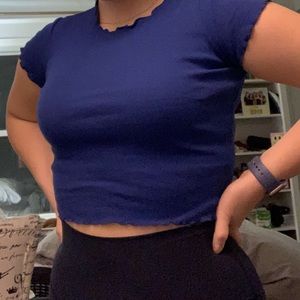 Brandy Melville Cropped Blue T-Shirt